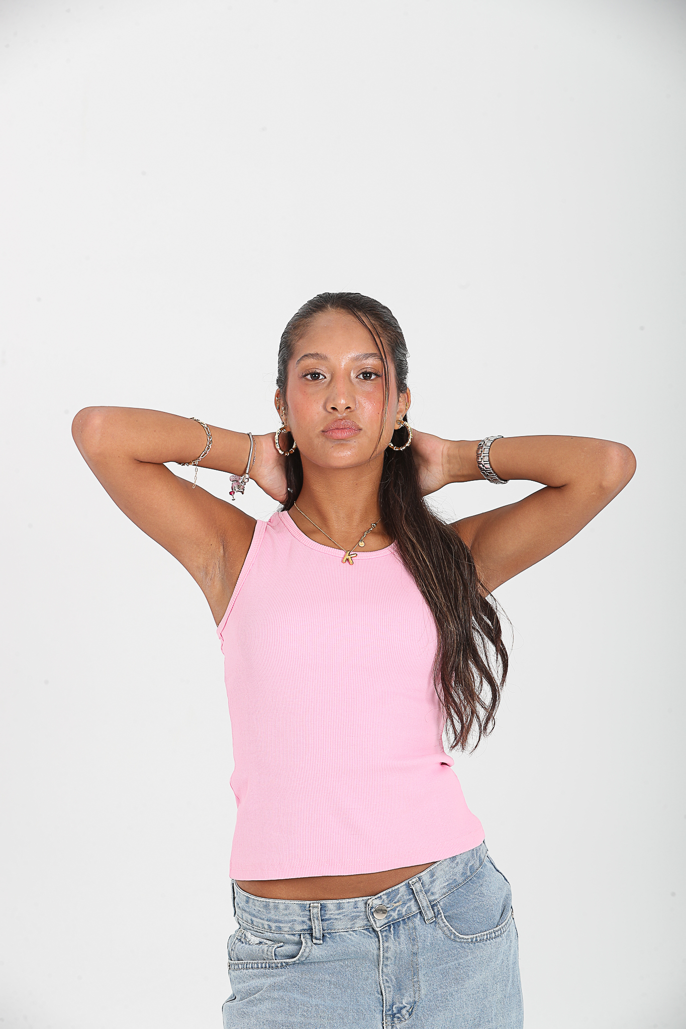 Pink Crewneck Tank Top